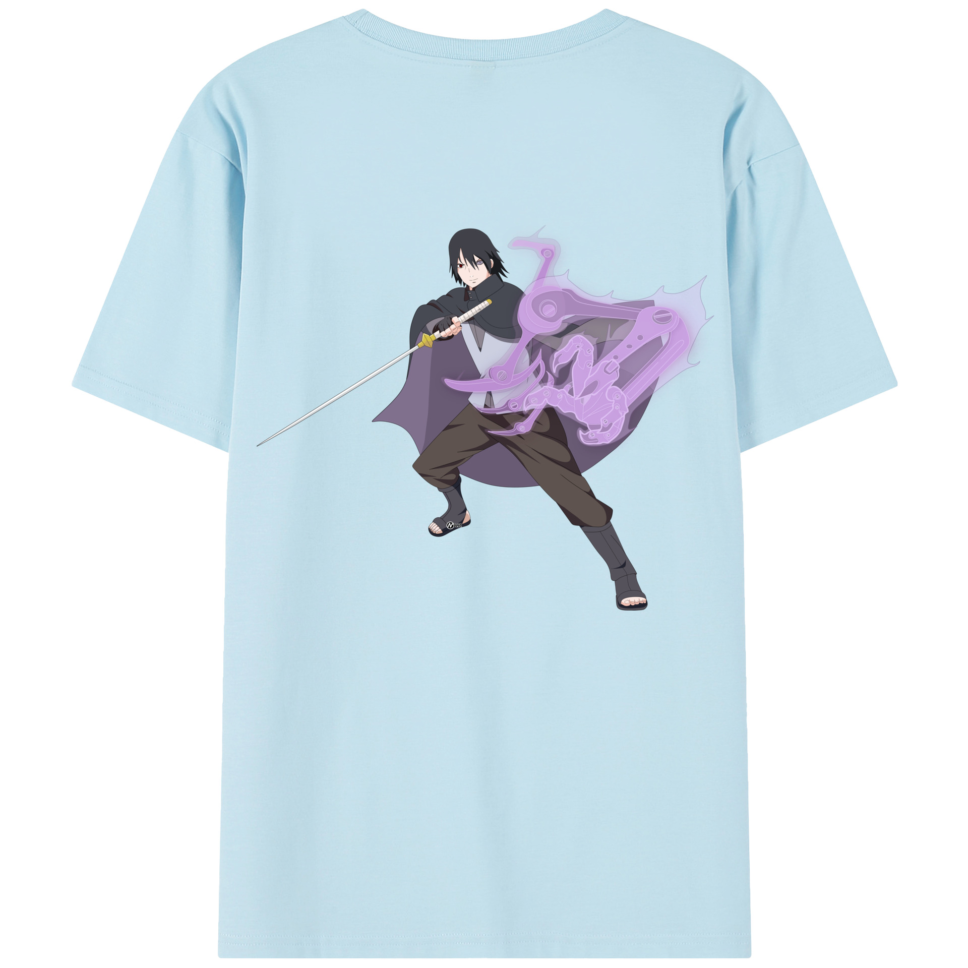 （画像用） NARUTO -ナルト- うちは サスケ Uchiha Sasuke 綿100％半袖Tシャツ（背面プリント）